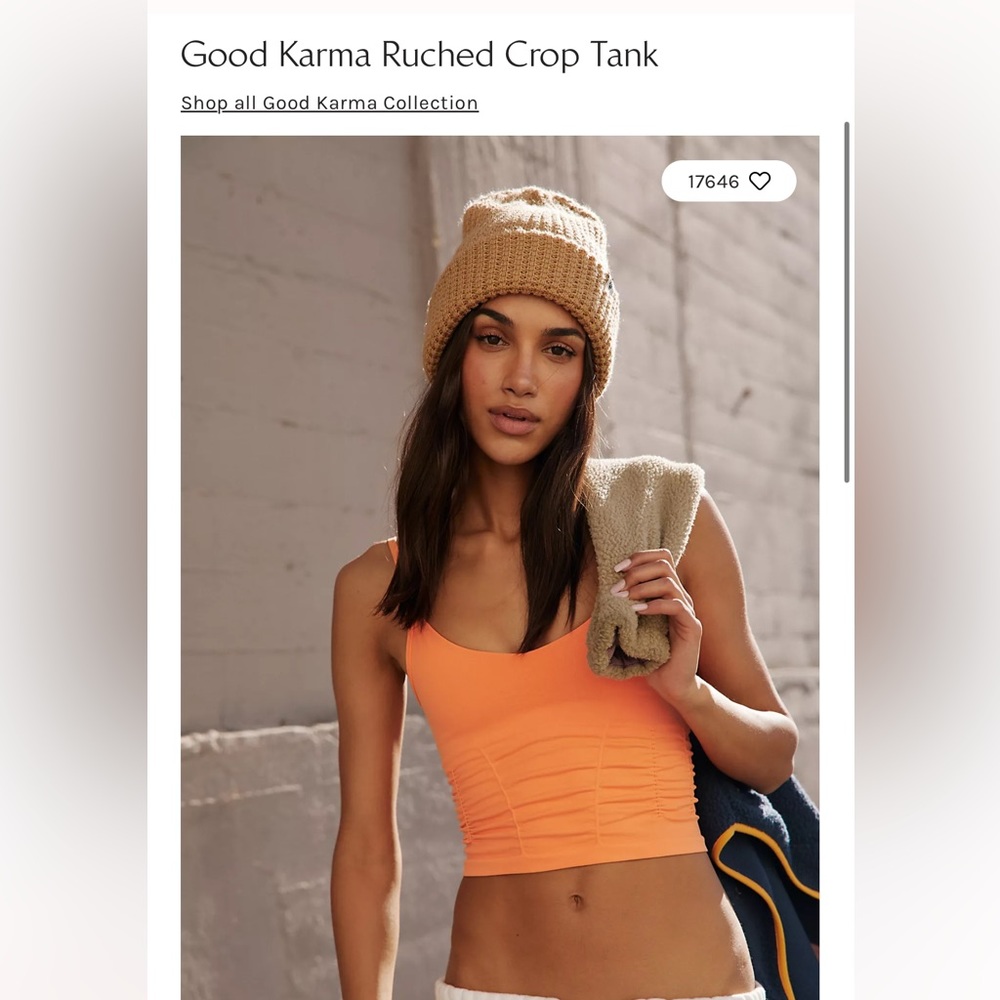Free People Good Karma Ruched Crop Tank in Orange Grove